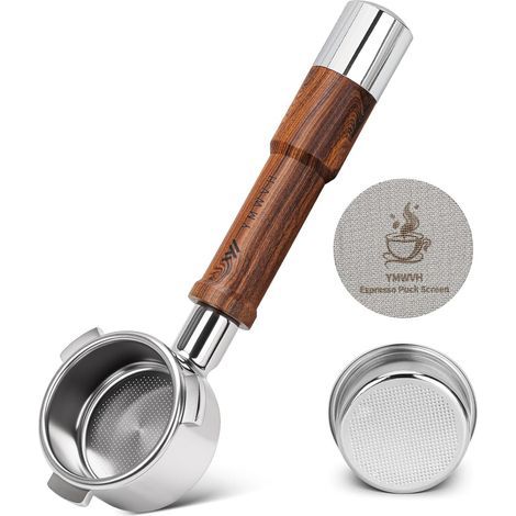 Bottomless 54mm Portafilter, stainless steel, walnut handle, Breville Barista compatible (1/5)