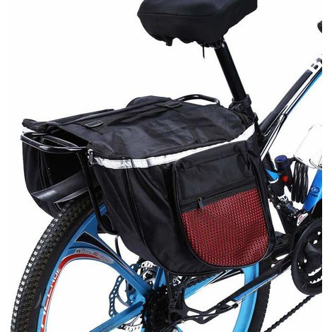 Waterproof 25L rear bike bag, black and red side pannier for cycling. (1/5)