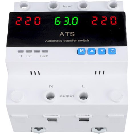 Inverseur de source auto manuel 63A priorité L1 afficheur LED fixation rail DIN 50/60 Hz pour groupe électrogène secours (1/5)