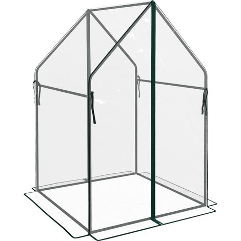 Mini Serra da Giardino con 2 Porte Avvolgibili 90x90x145 cm Copertura in PE Trasparente (1/5)