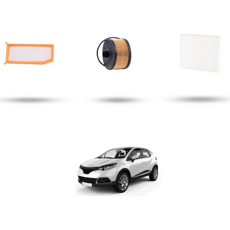 Kit tagliando 3 filtri compatibile con Renault Captur (J5,H5) 0.9 TCE 66kw dal 2013