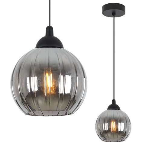 Suspension Costa noire, monobloc, boule graphite, E27 (1/5)