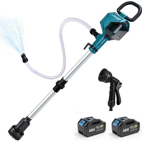 15000rpm 3600L/h Hauteur 10M Pompe de Transfert d'eau Sans Balais à Tige 2xbatts 4.0Ah Compatible Batterie Makita 18V Étanche Aspiration 16 mm Pompe à Eau Puisard Submersible pour Eau et Diesel Anti‑