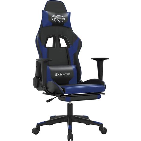 Maison Exclusive - Sedia da Gaming con Poggiapiedi Nero e Blu in Similpelle (1/5)