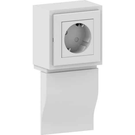 Bloc multiprise 1 prise pour plinthe 80 mm en PVC Blanc (1/4)