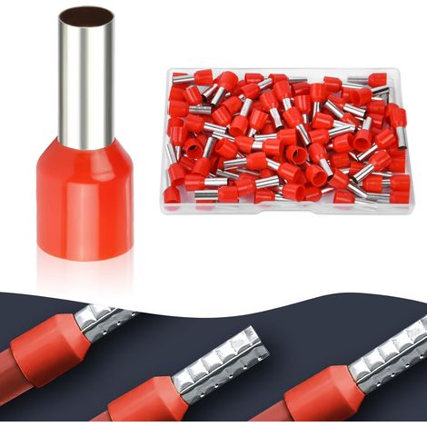 Cosse a Sertir, Connecteur Electriques Isolées 12mm², Connecteurs de Bornes à Fil, Cosses et Kits Bornes et kits pour Automobiles Électriciens (Rouge) (1/5)
