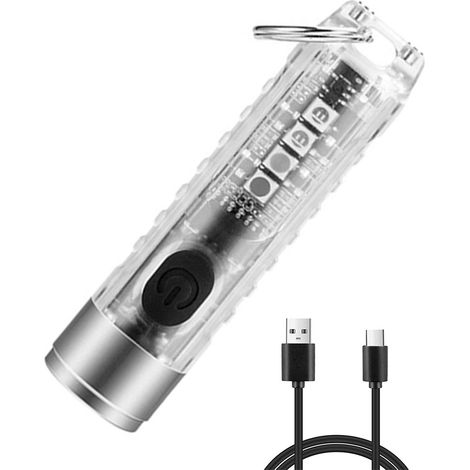 Mini Torche LED Rechargeable USB - 400 lm - IP65 - 300 mAh - Porte-clés Portable pour Randonnée Camping Extérieur - 1 Pièce (1/5)