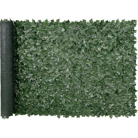 Sichtschutzzaun aus Efeu, 1 x 3 m, künstlicher Wandschirm, grüner Efeuzaun mit Netzgeweberückseite und verstärkter Verbindung, künstliche Hecken mit Weinblättern für Garten, Hof, Balkon (1/5)