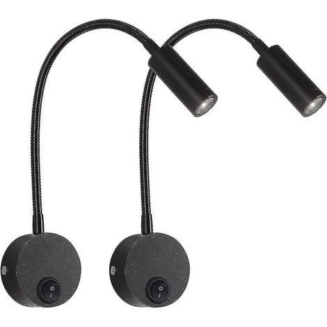 Lot de 2 lampes de lecture 12 V CC avec port USB, éclairage intérieur pour camping-car (noir) (1/3)
