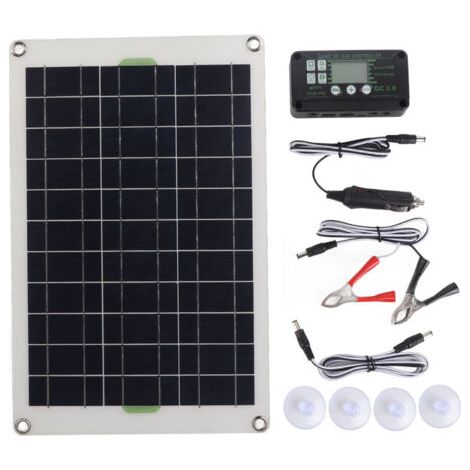 Tonysa – Panneau solaire 50 W monocristallin – Haute efficacité 12V/24V – Contrôleur 30A inclus – Léger et portable pour camping et randonnée