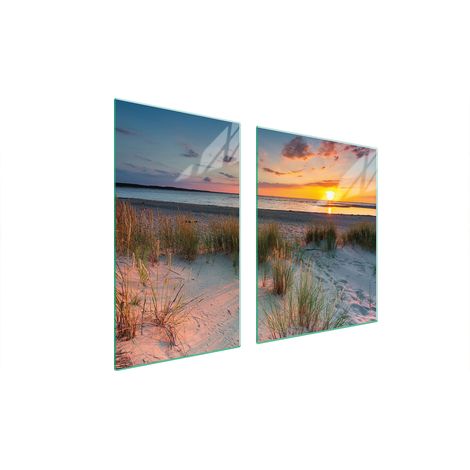 ASSIETTE EN VERRE et PLANCHE À DÉCOUPER 100x52 PLAGE (1/5)