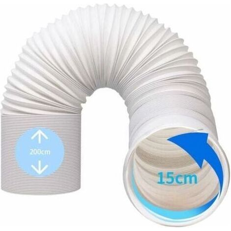 Tuyau flexible d’évacuation d’air pour climatiseur mobile – Diamètre 15 cm, longueur 200 cm – Tuyau PVC souple compatible avec les climatiseurs portables (13 cm ou 15 cm) (1/5)