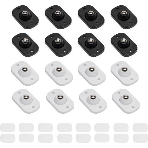 CCYKXA 16 Stück kleine Möbelrollen, Mini-360-Grad-Drehrollen mit Selbstklebefunktion, Rollen für schwere Möbel, Küchengeräte, Aufbewahrungsboxen und Mülltonnen (Weiß, Schwarz) (1/5)