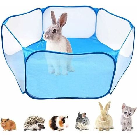 Tente de Cage pour Petits Animaux, Tente Respirante pour Animaux de Compagnie, Tente de Parc Pliable pour Hamsters, Cochons d'Inde, Hérissons, Lapins, Chats, Chiens (Bleu) (1/5)