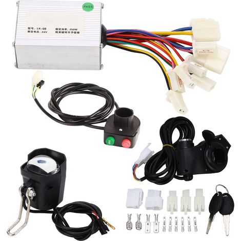 Kit de conversion vélo électrique 24V 250W, contrôleur balais, accélérateur à pouce avec clés, kit phare avant. (1/5)