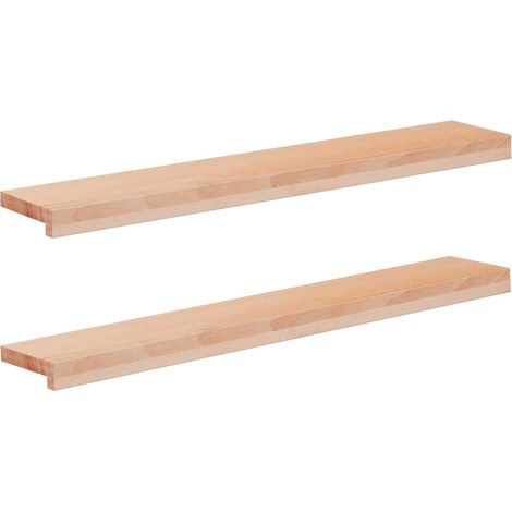 vidaXL Alfeizares 2 uds. Natural 90 x 20 x 2 cm Madera de Haya Sólida (1/2)
