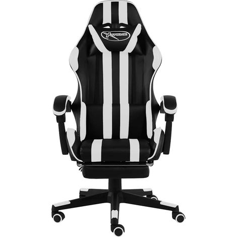 Maison Exclusive - Sedia da Gaming con Poggiapiedi Nera e Bianca in Similpelle (1/5)