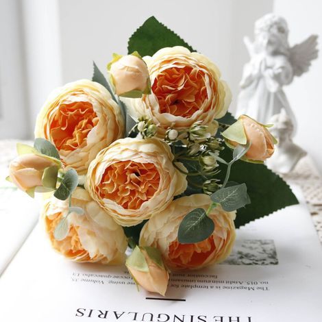 Bouquet de pivoines en soie réaliste – couleurs éclatantes, ne se décolorent jamais, idéal pour les mariages, la Saint-Valentin, la décoration de la maison, du bureau et du jardin. (1/5)