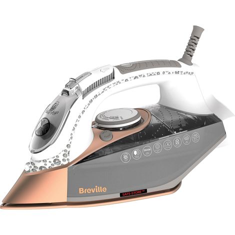 Breville DIAMONDXPRESS 2800W Ferro da Stiro, Piastra Multidirezionale in Ceramica Diamantata, Colpo 180 g, Getto Vapore Verticale 60g/min, Auto Spegnimento, 2800 W, plastica, Bianco (1/5)