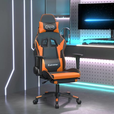 vidaXL Chaise de jeu avec repose-pied Noir et orange Similicuir (1/5)