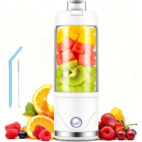 Blender Portable, 650ml Mixeur Portable pour Shakes et Smoothies Broie Glace et Fruits Surgelés,Rechargeable Mini Mixeur Personnel avec Couvercle de Voyage pour Cuisine,Salle de Sport,Bureau (1/5)