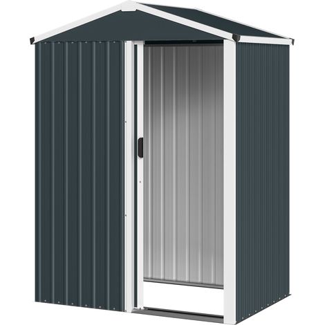 Outsunny Capanno da Giardino in Acciaio Porta Scorrevole 136x87x179 cm Grigio