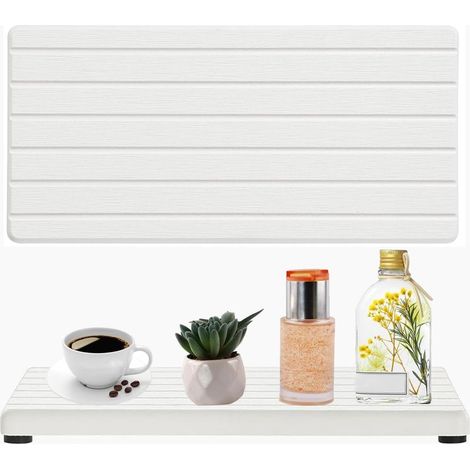 Tapis Absorbants en Diatomite, Plateaux Absorbants Qui Aident Les Plans de Travail à sécher Rapidement Dessous de Verre en Diatomite (Blanc) (1/4)