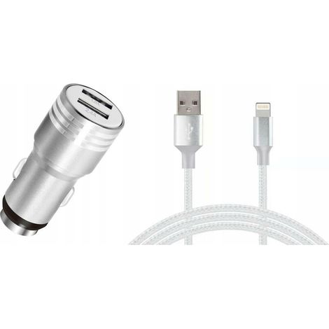 Chargeur de voiture Carcommerce 2x USB avec câble iPhone 2,4 A (1/2)