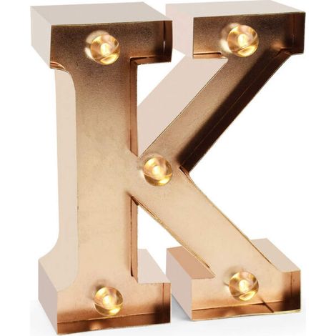 Mini Lettre décorative Lumineuse, Crochet arrière pour accrocher la Lettre au Mur, Bouton Marche/arrêt, 3 Piles déjà incluses, lumière Couleur Blanche Chaude, K