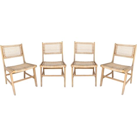Lot de 4 chaises de jardin Ocara. cannage et bois. L 61 x 51 x 85cm (1/5)