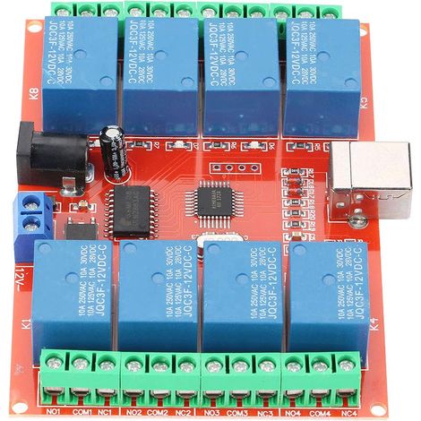 8 canaux DC 12 V d'ordinateur USB commutateur relais module USB commutateur contrôleur avec puce de contrôle USB importée haute performance (1/5)
