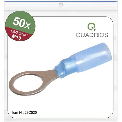 Quadrios 23C525 Cosse à oeillet Section max.=2.5 mm² Ø du trou=10.5 mm partiellement isolé bleu 50 pc(s) V908193