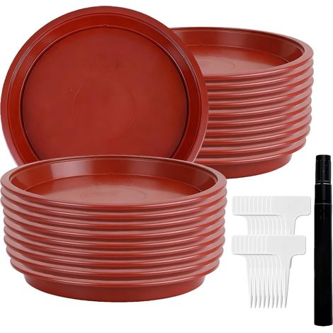 Coupelle Pot De Fleur Soucoupe,20 Pièces Soucoupe Pot Fleur avec 20 Etiquettes,Dessous De Pot De Fleur,Soucoupes pour Pots De Fleurs pour Intérieur,Extérieur,Jardin,Balcon,Chambre (1/5)
