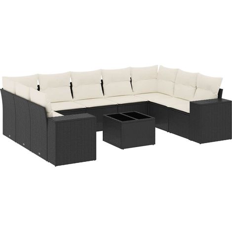 Maison Exclusive - Set Divani da Giardino 10pz con Cuscini in Polyrattan Nero