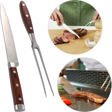 Ensemble de couteau et fourchette en acier inoxydable pour barbecue (1/4)