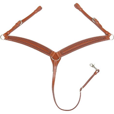 Taglia unica cob/full, Marrone: Pettorale western in cuoio con lavorazione borser stamp