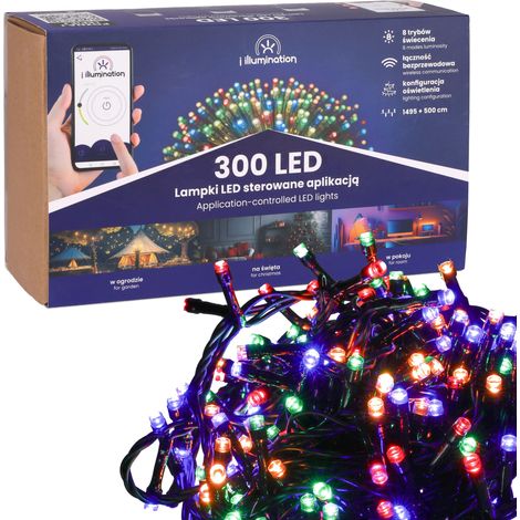 Luci natalizie per l'albero di Natale, 300 LED multicolore - controllabili tramite telefono (1/5)