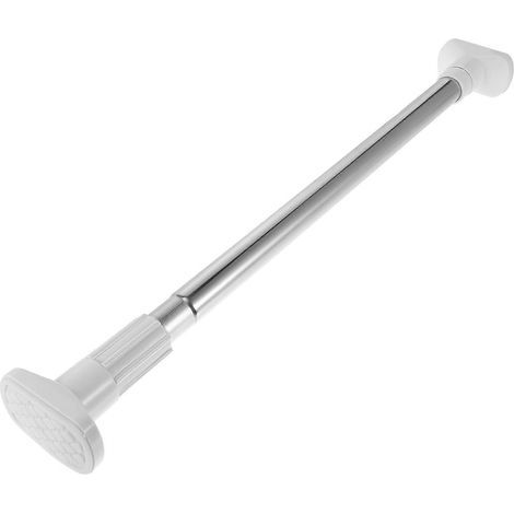 Barre de séchage du linge sans perçage, en acier inoxydable, pour rideau de douche, avec tringle à tension rétractable pour salle de bain et penderie (blanche)-50.00X3.00X3.00CM-White (1/3)