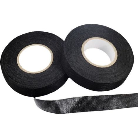 Ruban Adhesif Pour Faisceau De Cables - Tissu - 9 mm x 15 m - Noir - Pour Automobile - 2 Rouleaux (1/3)