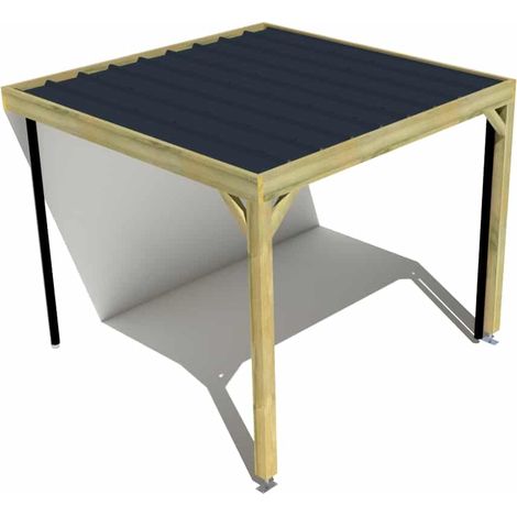 Carport bois • 3m x 3m • adossée • sens largeur • livraison comprise (1/3)