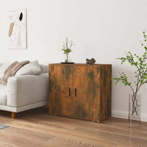 vidaXL Aparador madera contrachapada color roble ahumado 80x33x70 cm (1/5)