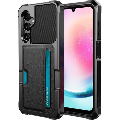 Étui pour Samsung Galaxy A15 5G, porte-cartes et support intégré, noir + verre 9H (1/5)