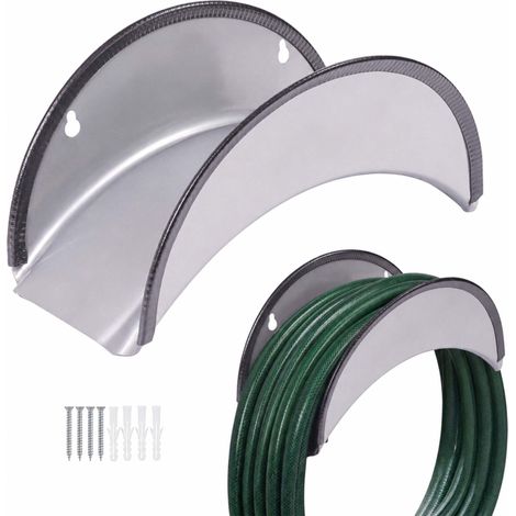 Supporti per tubo flessibile in ferro argentato, set da 2 con protezione per i bordi (1/5)