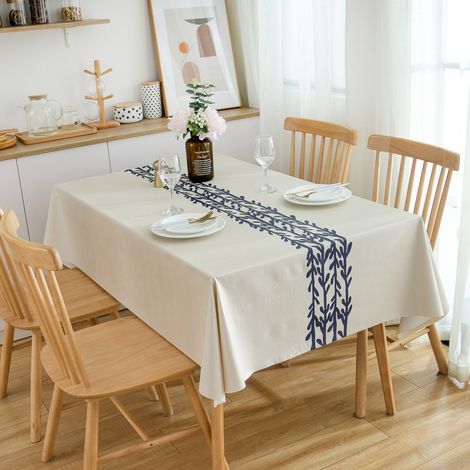 Nappe rectangulaire en rotin (137 x 185 cm), imperméable et facile à nettoyer, en PVC. (1/4)
