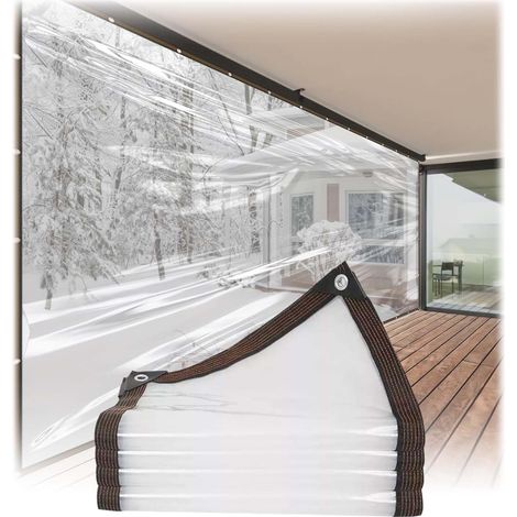 Bâche avec œillets,2 3m bâche transparente imperméable,Bâche Transparente avec Oeillets,Bâche Imperméable Transparente en PVC,bâche imperméable et Transparente,avec Corde,pour Balcon,terrasse,Jardin (1/5)