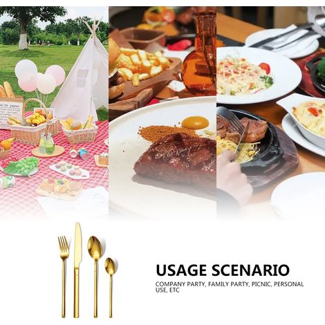 Set di posate da 24 pezzi per 4 persone, realizzato in acciaio inossidabile lucidato a specchio e lavabile in lavastoviglie. Include coltelli, forchette e cucchiai. Ideale per casa, hotel e ristoranti (1/5)