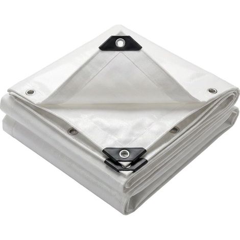 Vounot – Bâche de protection en polyéthylène 240g/m² – 2x3m blanc – imperméable, anti-UV, renforcée avec œillets en aluminium – pour chantiers humides (1/5)