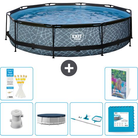 Exit Pool Rund - Steinoptik - 360x76 cm - 7-teilig S295