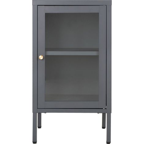 Armadietto Dalby in acciaio e vetro grigio 38x35x70 cm