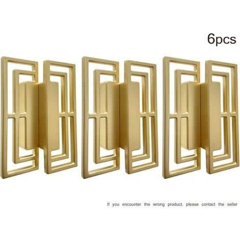 Lot de 6 poignées de tiroir en cuivre doré – Motifs chinois modernes – 32 mm entraxe – Alliage de zinc – Installation facile (1/5)
